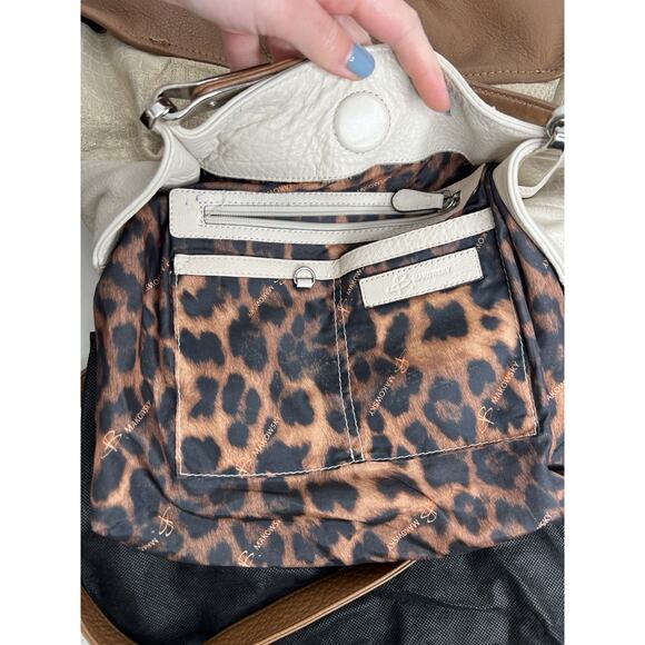 B. MAKOWSKY Tri-Color Brown Leather Satchel Shoulder Bag w/...